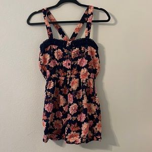 Navy and pink floral Romper